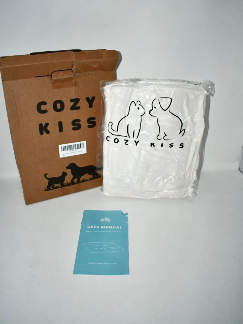 COZY KISS Faux Fur Dog Chair Cover, 23.5”, Cream, Waterproof Pet Couch Pad, NWT